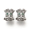 Brass Micro Pave Green Cubic Zirconia Beads, Flower, Real Platinum Plated, 6x6.5mm, Hole: 1.2mm
