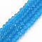 Glass Beads Strands, Imitation Jade, Faceted, Rondelle, Deep Sky Blue, 4x3mm, Hole: 0.4mm, about 105~110pcs/strand, 38~39cm
