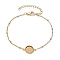 304 Stainless Steel Satellite Chain Bracelet Makings, with Flat Round 304 Stainless Steel Cabochon Connector Settings, Golden, Tray: 10mm, 7-1/2 inch(19cm)