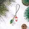 Christmas Trees Mobile Accessories, with Glass Seed Beads & Cord Loop & Brass Beads & Alloy Enamel Pendants & Natural Grade AB Tiger Eye Round Beads, Mixed Color, 93mm