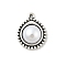 Tibetan Style Alloy Pendants, Flat Round, with ABS Plastic Bead, Antique Silver, 16x13x5mm, Hole: 1mm