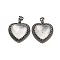 Natural Quartz Crystal Pendants, Heart Charms, with Rack Plating Antique Silver Tone Brass Findings, Cadmium Free & Lead Free, 28.5x27x9mm, Hole: 7x5mm