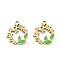 304 Stainless Steel Pendants, Garland, with Enamel & Rhinestone, Ion Plating(IP), Real 18K Gold Plated, 18x16.5x2.5mm, Hole: 1.8mm