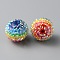 Resin Rhinestone Beads, Round with Stripe Pattern, for DIY Jewelry Making, Beadable Pens and Crafts, Colorful, 20x17.5mm, Hole: 2.7mm
