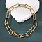 304 Stainless Steel Paperclip Chains, Drawn Elongated Cable Chains Bracelets, with Lobster Clasps, Golden, 8-1/2 inch(21.5cm)