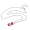 Cat Shape Alloy Rhinestone Pendant Necklaces, Platinum, Rose, 17.72 inch(45cm)