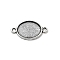 Antique Silver Tibetan Style Alloy Flat Oval Cabochon Connector Settings, Cadmium Free & Lead Free, Tray: 18x13mm, 29x16x2mm, Hole: 2mm