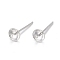 925 Sterling Silver Stud Earring Findings, For Half Drilled Beads, with 925 Stamp, Silver, 4mm, Pin: 0.7mm