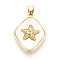 Brass Micro Pave Clear Cubic Zirconia Pendants, with Shell, Rhombus & Starfish, Real 18K Gold Plated, 23.5x17x4mm, Hole: 5x3.5mm