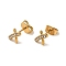 304 Stainless Steel Crystal Rhinestone Stud Earrings for Women, Golden, Letter X, 6.5x5.5mm