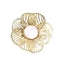 Brass Cabochon, with Glass, Long-Lasting Plated, Nickel Free, Real 18K Gold Plated, Flower, Pink, 29.5x30x4.5mm