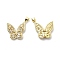 Brass Clear Cubic Zirconia Pendants, Cadmium Free & Lead Free, Butterfly Charms, Real 18K Gold Plated, 21.5x23x4mm, Hole: 3.5x4.5mm