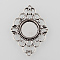 Antique Silver Tibetan Style Alloy Filigree Rhombus Cabochon Connector Settings, Cadmium Free & Lead Free, Tray: 18mm, 53x37x3mm, Hole: 2mm