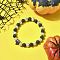 Halloween Electroplate Natural Lava Rock Bracelets, with Korean Elastic Crystal, Inner Diameter: 2-1/4 inch(5.8cm)~2-3/8 inch(6cm)