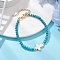 Natural Magnesite Beads Link Bracelets for Women Men, Cross, with 304 Stainless Steel Open Lobster Claw Clasps & Synthetic Turquoise Beads, 7-3/4 inch(19.8cm)