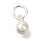 Rhodium Plated 925 Sterling Silver Round Charms, Anti-Tarnish, with Jump Rings, Silver, 6x4mm, Hole: 3mm