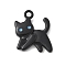 Zinc Alloy Enamel Pendants, Cat Shape, Black, 17.5x16x3.5mm, Hole: 1.8mm