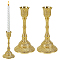 2Pcs Zinc Alloy Candle Holders, Flat Round Pattern, Golden, 36.5~78.5x163mm, Inner Diameter: 25x34mm