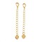 Brass Chain Extender, with Lobster Claw Clasps and Tiny Heart Charm, Cadmium Free & Nickel Free & Lead Free, Real 18K Gold Plated, 57mm, Hole: 2.5x3mm