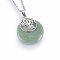 Natural Green Aventurine Flat Round Pendants, Brass Tree of Life Charms, Platinum, 33x28x6mm