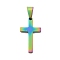 Ion Plating(IP) 304 Stainless Steel Pendants, Cross, Rainbow Color, 28x15.5x1.9mm, Hole: 8x5mm