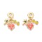 Brass Micro Pave Clear Cubic Zirconia and Enamel European Dangle Charms , Bikini & Glasses & Coconut Tree, Large Hole Pendants, Real 18K Gold Plated, Hot Pink, 30mm, Hole: 4.8mm