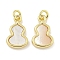 Brass Pave Sea Shell Gourd Charms, with Jump Rings, Real 18K Gold Plated, 13x8x2mm, Hole: 2.5mm