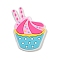 PVC Cabochons, Fruit Cup Cake, Pink, 30.5x23x5mm