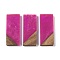 Resin & Wood Pendants, Rectangle Charms, Fuchsia, 38.5x15.5x3.5mm, Hole: 2mm