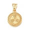 304 Stainless Steel Pendants, Flat Round with Triskele, Manual Polishing, Ion Plating(IP), Real 18K Gold Plated, 22.5x18.5x3.5mm, Hole: 5x8.5mm