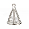 Brass with Clear Cubic Zirconia Pendants, Long-Lasting Plated, Cone Shape Charms, Platinum, 13.5x10mm, Hole: 0.9mm