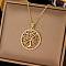 Brass Micro Pave Clear Cubic Zirconia Tree of Life Pendants, 304 Stainless Steel Chain Necklaces, Golden, 17.72 inch(45cm), Pendant: 27x24.5x2.5mm