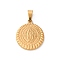 201 Stainless Steel Pendants, PVD Vacuum Plating, Flat Round with Virgin Mary Charm, Golden, 23.5x20x2.5mm, Hole: 7x3mm
