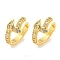 Brass Micro Pave Clear Cubic Zirconia Cuff Earrings for Women, Real 18K Gold Plated, 17.5x8.5mm