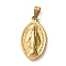 201 Stainless Steel Pendants, Virgin Mary, Religion Charms, PVD Vacuum Plating, Golden, Oval, 31.5x17x3.5mm, Hole: 6.5x3.5mm