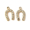 304 Stainless Steel Rhinestone Pendants, Horseshoe, Real 18K Gold Plated, 10x6.5x2mm, Hole: 1mm