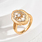 Brass Micro Pave Cubic Zirconia Finger Rings for Women, Flower, Golden, Clear, 15x22mm, US Size 9(18.9mm)