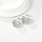 304 Stainless Steel Rhinestone C-Shaped Stud Earrings, with Imitation Pearl, Silver, 18x18mm