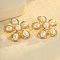 Flower 304 Stainless Steel Plastic Imitation Pearl Stud Earrings for Women, Golden, 35.5x35mm