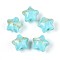 Transparent Resin Enamel Beads, Hand Drawn Beads, Star, with Gold Foil, Turquoise, 18.5x20.5x14.5mm, Hole: 2.2mm
