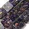 Dyed Natural Imperial Jasper with Resin Beads Strands, Square, Dark Violet, 16x16x6mm, Hole: 1.6mm, about 11pcs/strand, 6.97 inch(17.7cm)