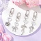 Electroplate Glass Heart Pendant Decrorations, with Alloy Bowknot Pendants and Swivel Clasps, Platinum, 70~95mm, 4pcs/set
