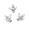 Handmade Flower Printed Porcelain Ceramid Links, Teapot, with Tibetan Style Alloy, Antique Silver, 21.5x19x8.5mm, Hole: 3.5mm