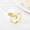 Brass Micro Pave Cubic Zirconia Finger Rings, for Women, Letter S, US Size 3(14mm)