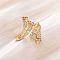 Brass Micro Pave Clear Cubic Zirconia Cuff Rings for Women, Tassels, Rack Plating, Cadmium Free & Lead Free, Lasting Plated, Real 18K Gold Plated, Inner Diameter: 19mm
