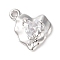 Brass Micro Pave Clear Cubic Zirconia Charms, Cadmium Free & Nickel Free & Lead Free, Heart Charm, Platinum, 9x11x3mm, Hole: 1mm