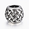304 Stainless Steel Basket Weave Pattern Beads, European Beads, Barrel, Antique Silver, 9x7.5mm, Hole: 5mm