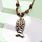 Ceramic Fish Pendant Adjustable Waxed Cord Necklaces for Women, Colorful, 19.29~32.28 inch(49~82cm)