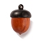 Wooden Acorn Box Jewelry Pendants, Autumn Acorn Charm, with Screw Cap, Dyed, Secret Canister, Chocolate, 30x21mm, Hole: 1.5mm, Inner Diameter: 14x17mm