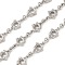 Alloy Flower Link Chains, Unwelded, Real Platinum Plated, 14.5x9x4mm